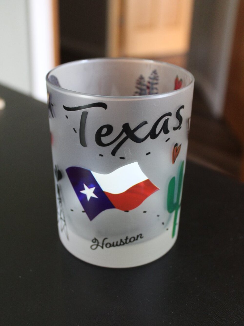TEXAS Collectible Souvenir Cup Frosted Glass - Dallas Austin Houston